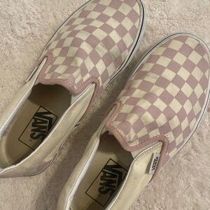 Vans Pink and Cream Checkered Slip-Ons Women’s 6.5 Men’s 5.0